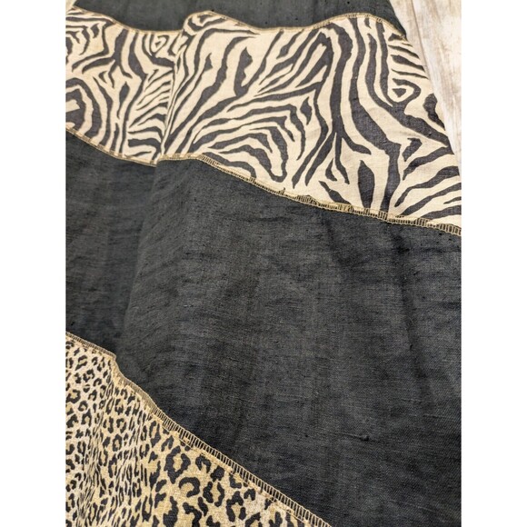 Vintage Earth Song Linen Patch Jumper Maxi Tank Dress Animal Print Size 14 - Picture 5 of 9